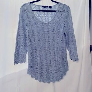 Jeanne Pierre Light Blue pattern nit Sweater sz Large